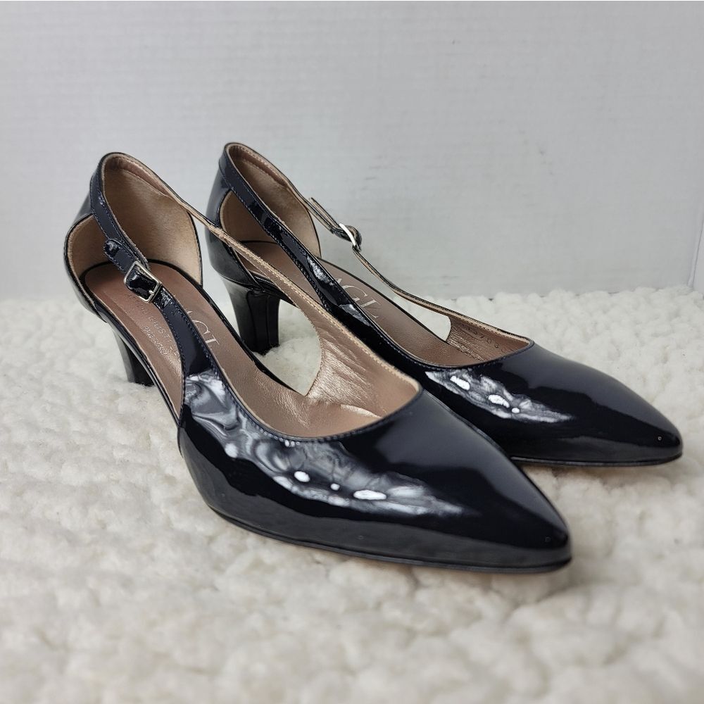 Agl Attilio Giusti Leombruni Womens Pump Shoes Size7.5 Black Patent Leather